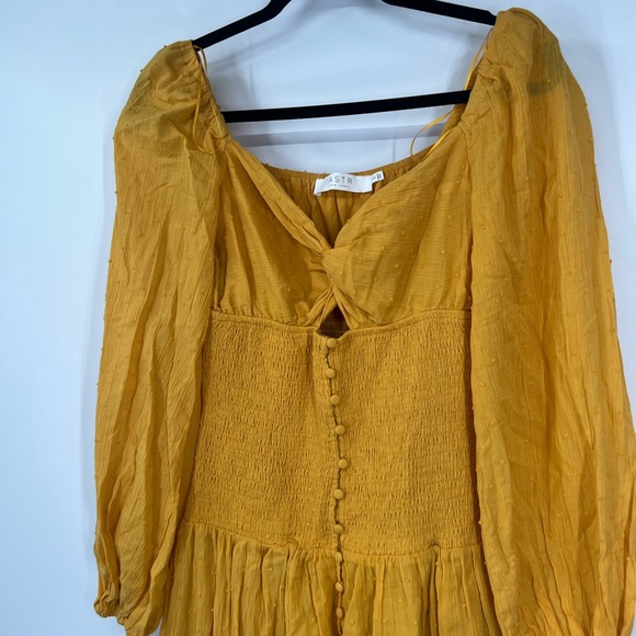 Astr The Label Twist Bust Long Sleeve Midi Dress in Mustard - Picture 3 of 8